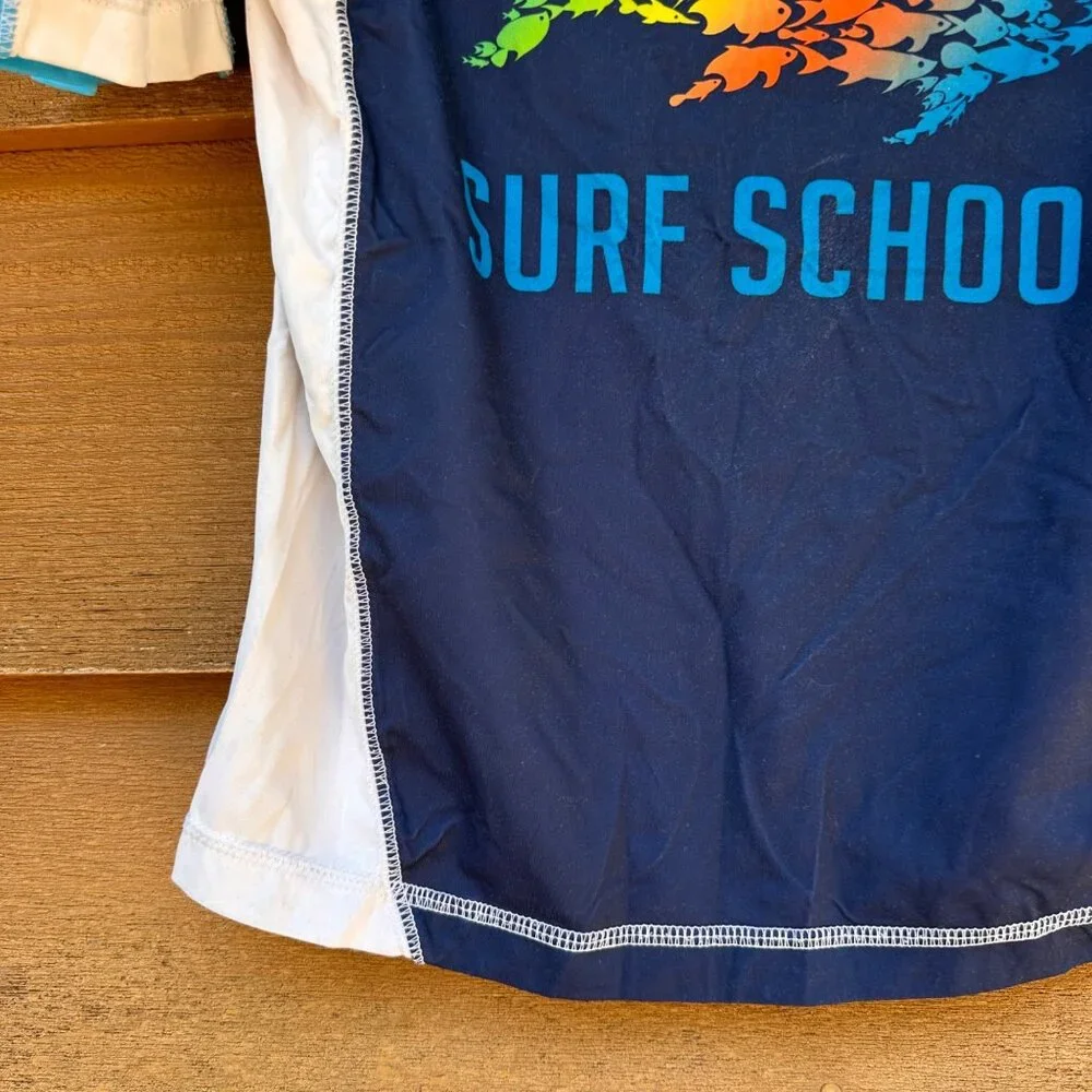 Op Boys Swim Shirt South Shore Surf School Design Blue & White Rash Guard Size M